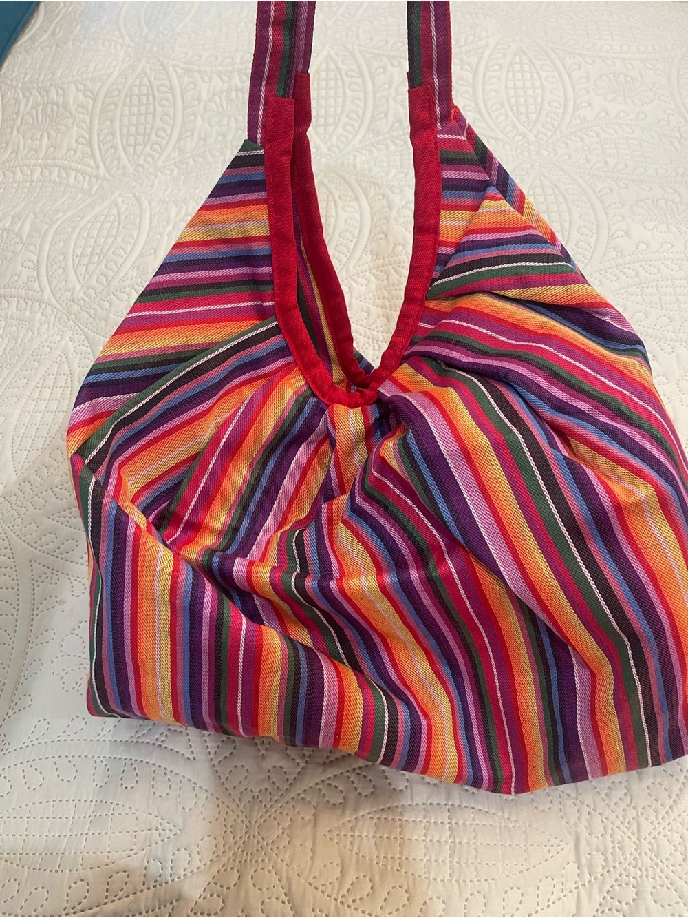 Colorful Striped Women’s Shoulder Bag - Vibrant Multicolor